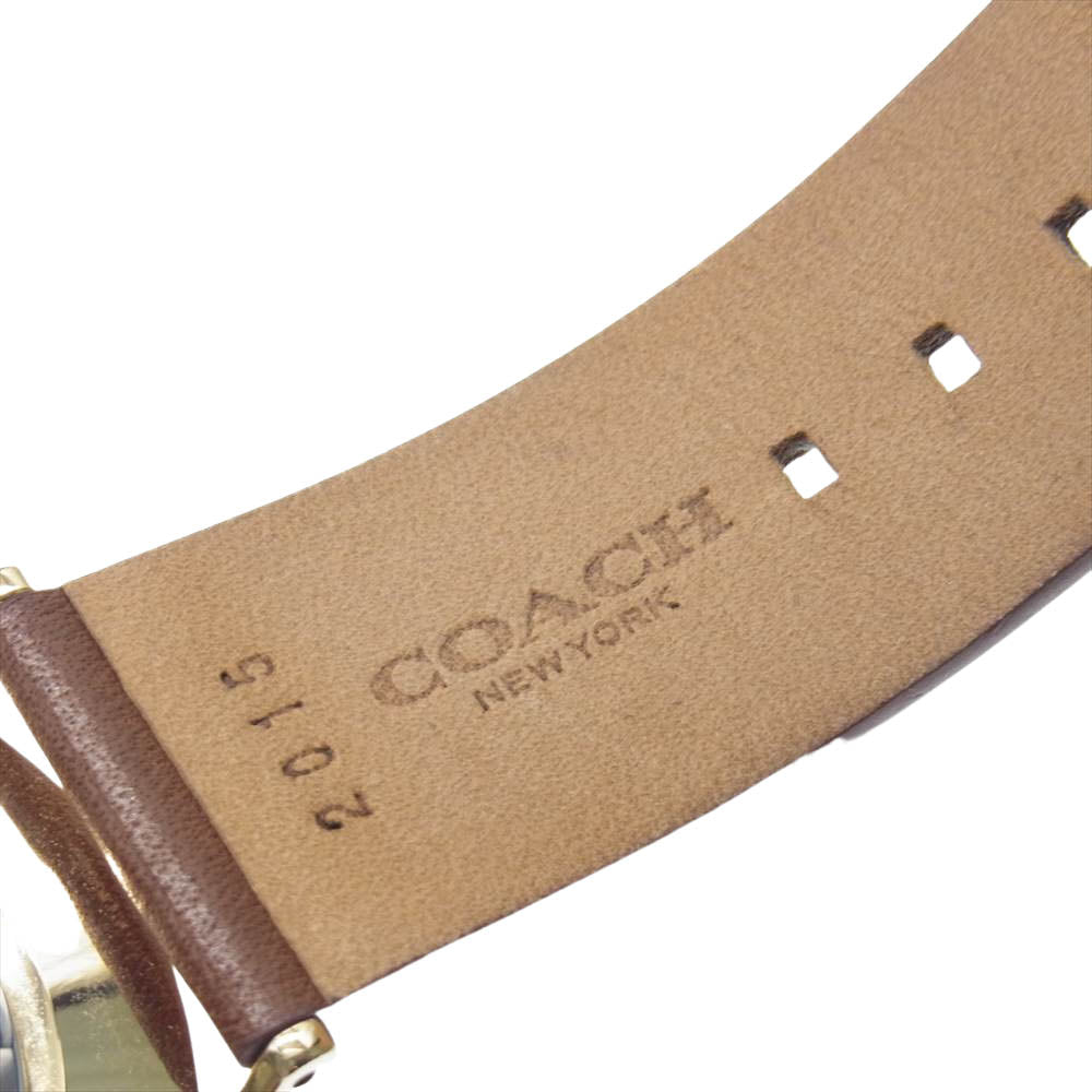 COACH コーチ CA124.2.34.1702 チャールズ Cロゴ レザーベルト アナログ ウォッチ ブラウン系 ネイビー系【中古】