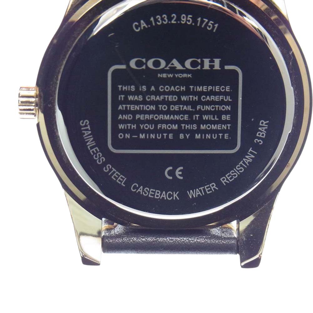COACH コーチ CA133.2.95.1751 アナログ クロノグラフ レザーベルト ウォッチ ブラック系【中古】