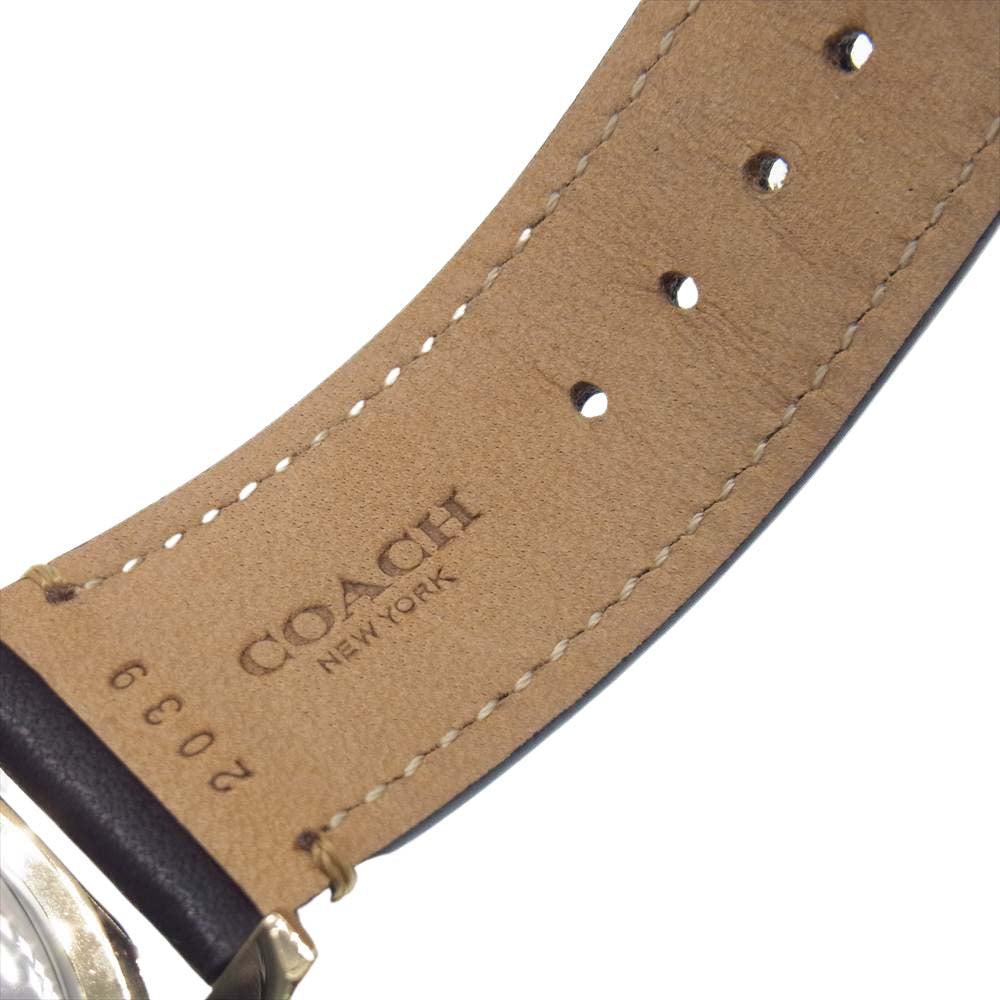 COACH コーチ CA133.2.95.1751 アナログ クロノグラフ レザーベルト ウォッチ ブラック系【中古】
