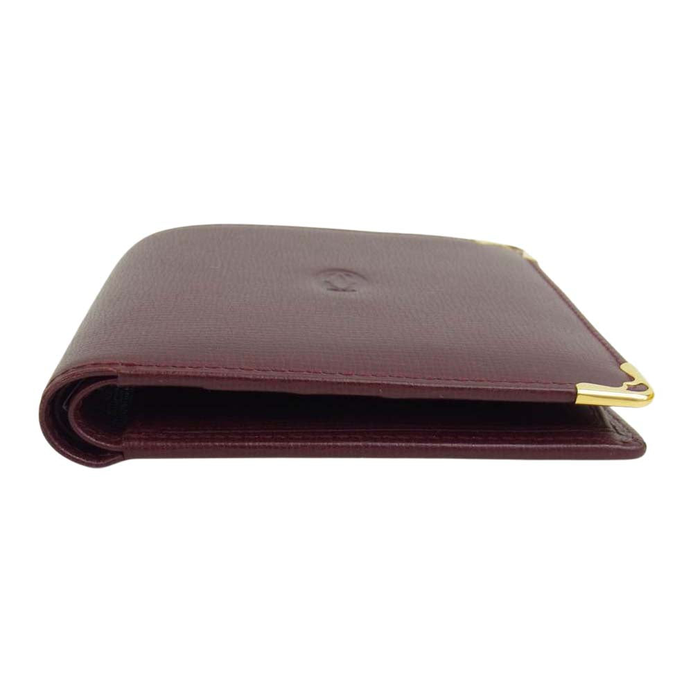 CARTIER カルティエ must de マストライン 二つ折り 財布 ワインレッド系【美品】【中古】