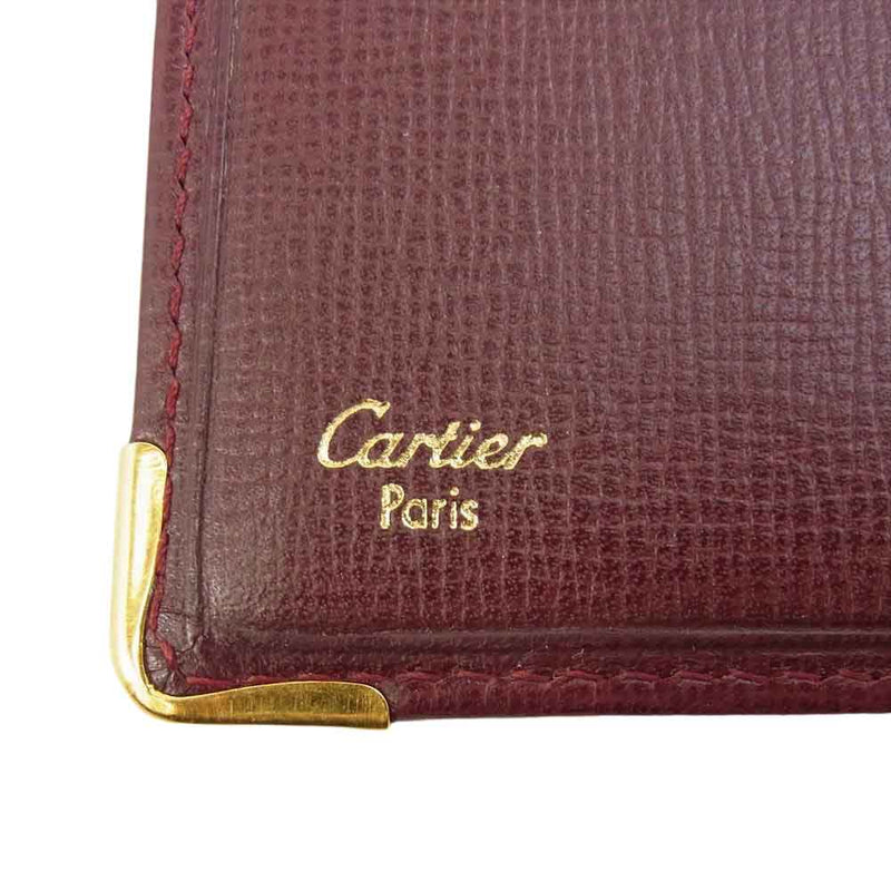 CARTIER カルティエ must de マストライン 二つ折り 財布 ワインレッド系【美品】【中古】