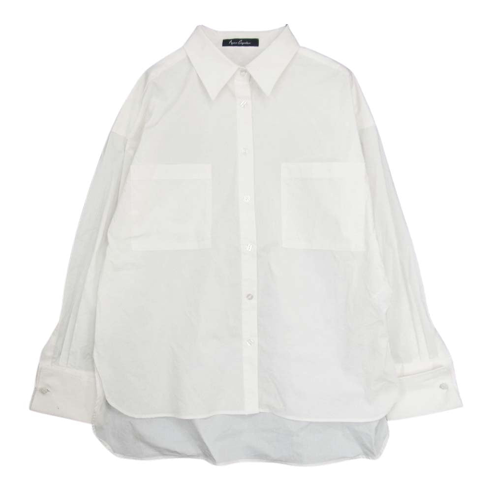 アンコキーヌ スタンダード カフス ビジューボタン 長袖 シャツ ホワイト系 M【中古】