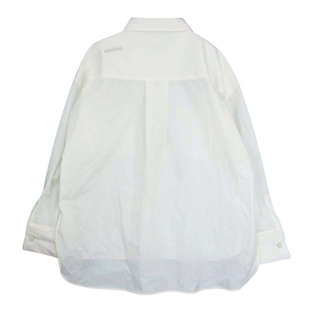 アンコキーヌ スタンダード カフス ビジューボタン 長袖 シャツ ホワイト系 M【中古】