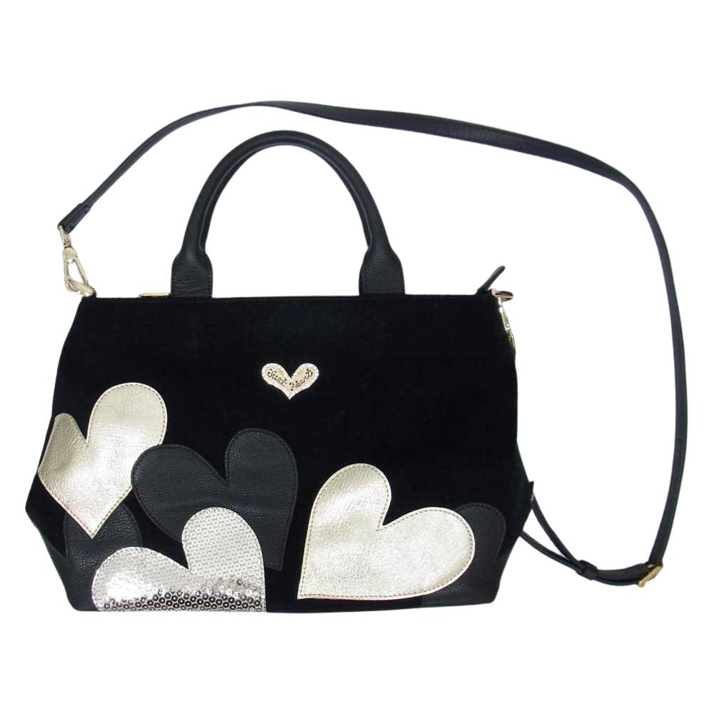 シンクビー スイートキャロライン ハート パッチ 2WAY ハンドバッグ ブラック系【中古】