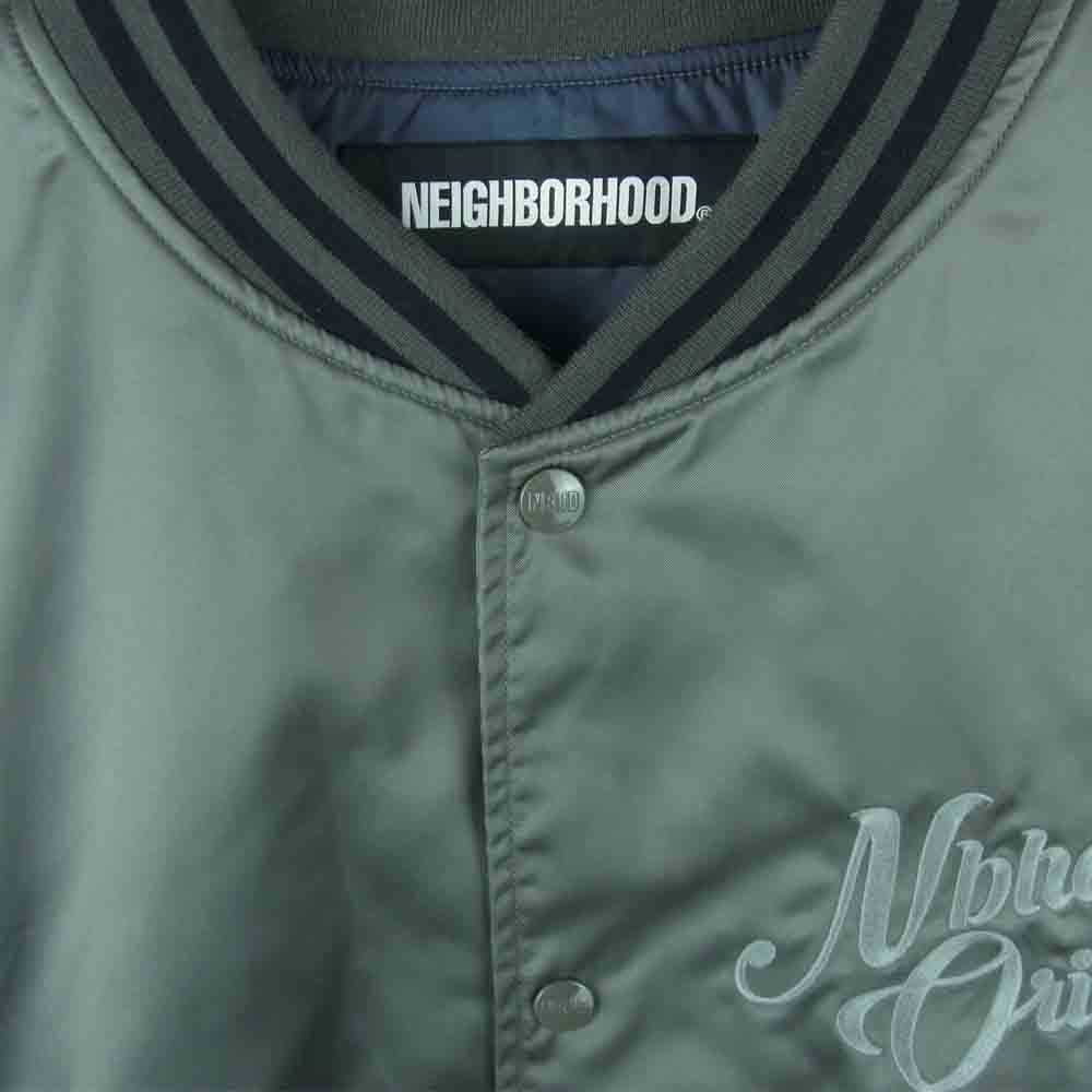 NEIGHBORHOOD ネイバーフッド 22SS 221TSNH-JKM08 B.B. / N-JK 刺繍 ナイロン ブルゾン スタジャン ジャケット グレイッシュカーキ系 L【新古品】【未使用】【中古】