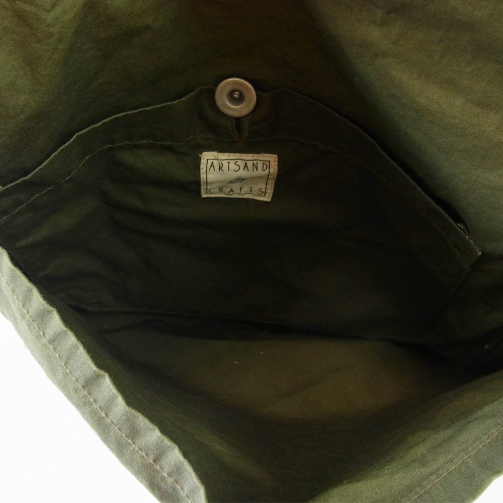 アーツアンドクラフト PEA.A.C.E FLAP SHOULDER フラップ キャンバス ショルダー バッグ  カーキ系【中古】
