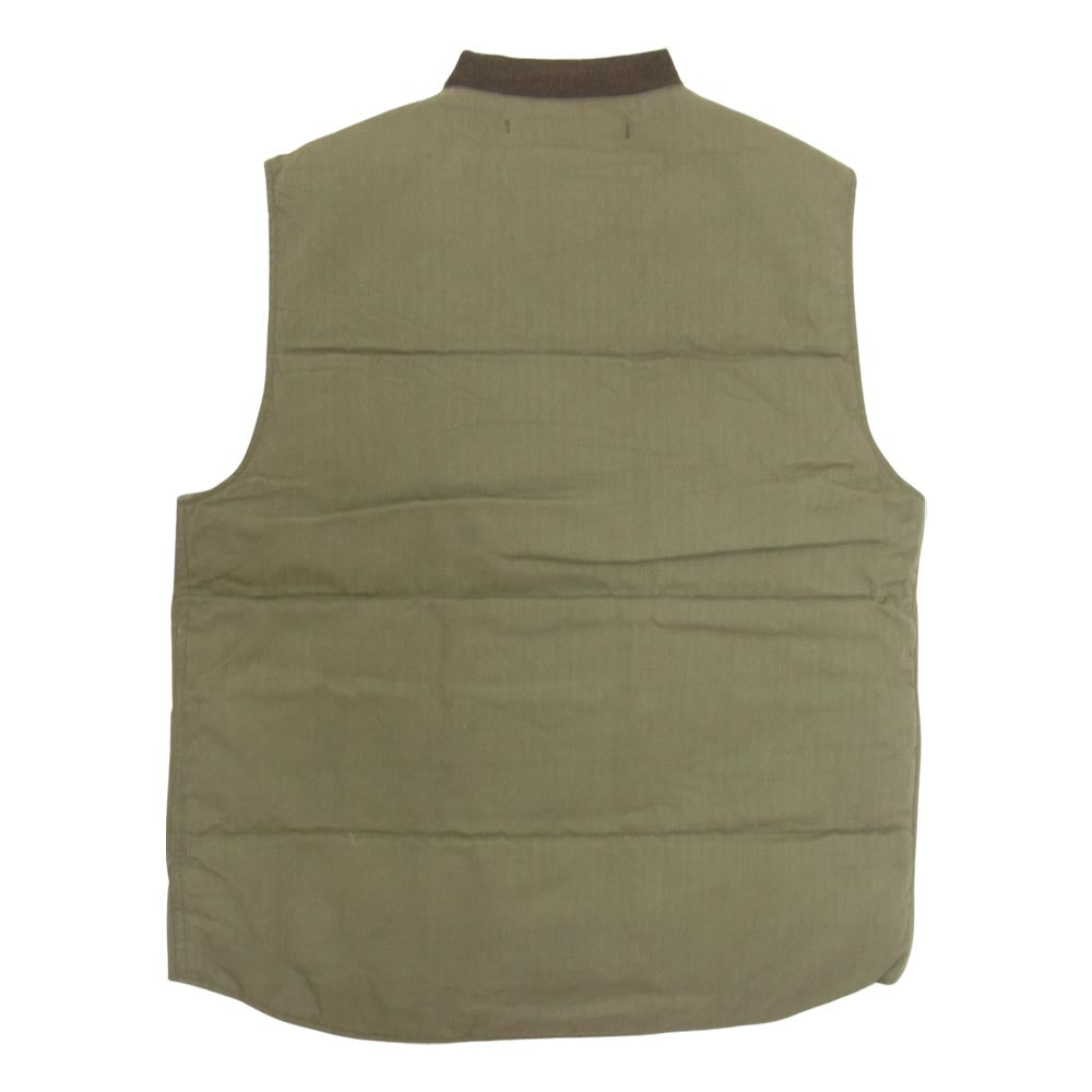 Buzz Rickson's バズリクソンズ BR13908 HERRINGBONE MILITARY DOWN VEST U.S.N ヘリンボーン ミリタリー ダウン ベスト カーキ系 40【新古品】【未使用】【中古】