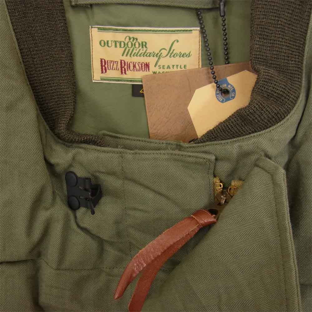 Buzz Rickson's バズリクソンズ BR13908 HERRINGBONE MILITARY DOWN VEST U.S.N ヘリンボーン ミリタリー ダウン ベスト カーキ系 40【新古品】【未使用】【中古】