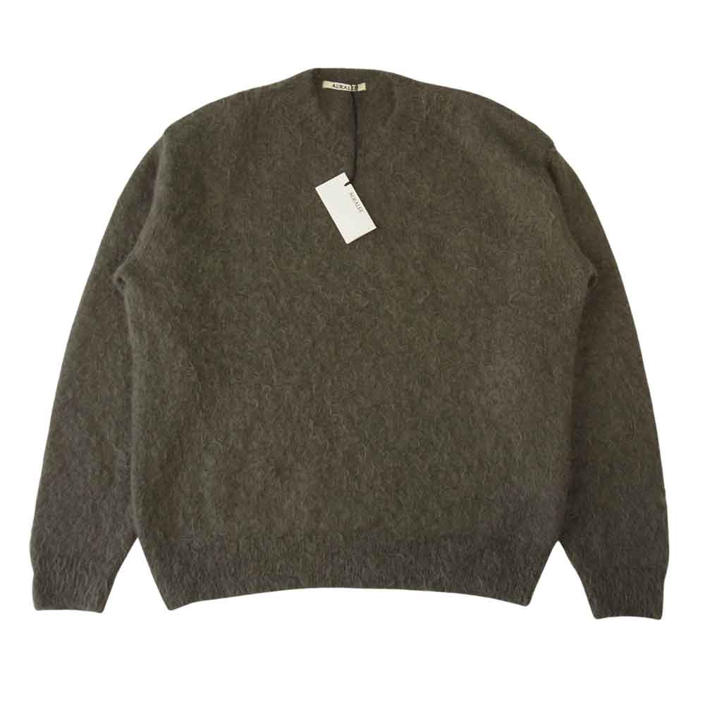AURALEE オーラリー 21AW A21AP01KM BRUSHED SUPER KID MOHAIR KNIT P/O ローゲージ モヘア ニット グレー系 3【新古品】【未使用】【中古】