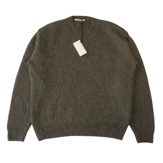 AURALEE オーラリー 21AW A21AP01KM BRUSHED SUPER KID MOHAIR KNIT P/O ローゲージ モヘア ニット グレー系 3【新古品】【未使用】【中古】