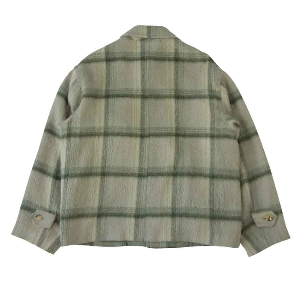 AURALEE オーラリー 20AW A20AB01AS SURI ALPACA SHAGGY CHECK BLOUSON スーリー アルパカ シャギー チェック ブルゾン ジャケット グリーン系 3【美品】【中古】
