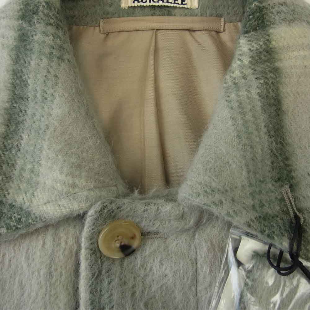 AURALEE オーラリー 20AW A20AB01AS SURI ALPACA SHAGGY CHECK BLOUSON スーリー アルパカ シャギー チェック ブルゾン ジャケット グリーン系 3【美品】【中古】