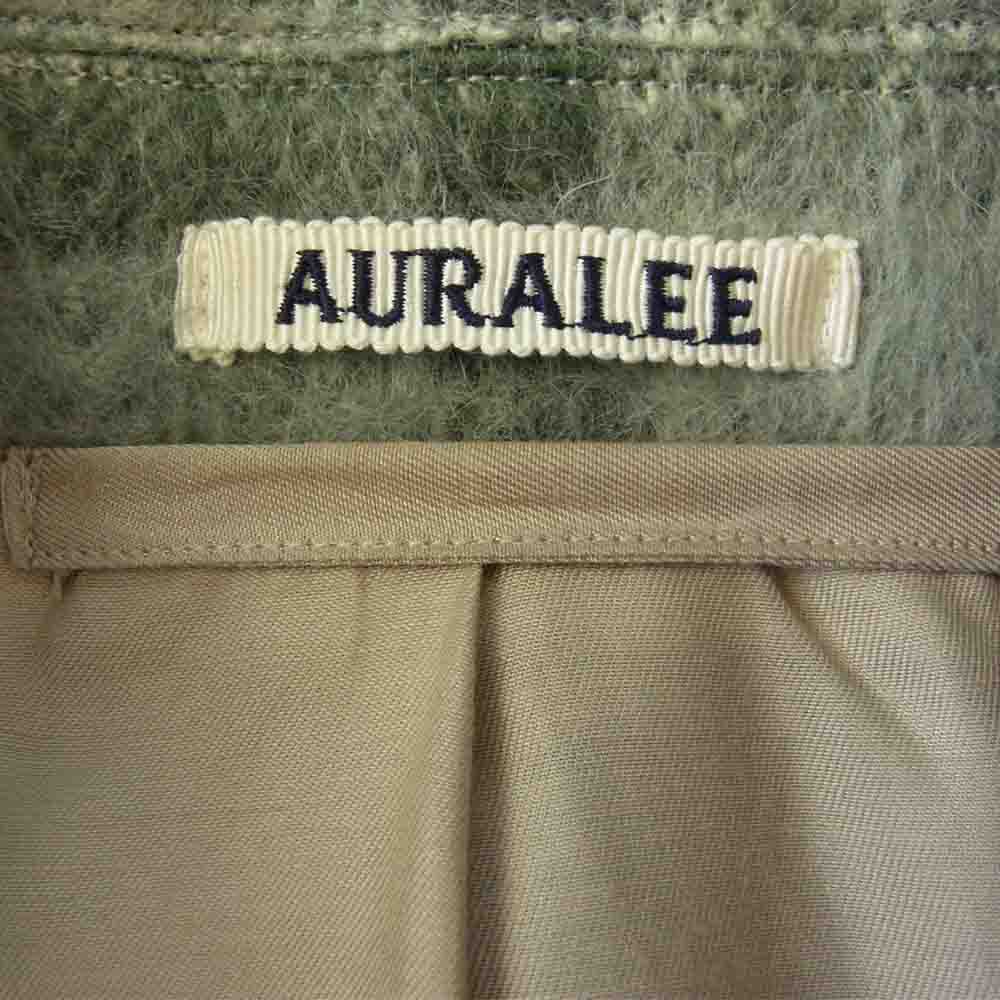AURALEE オーラリー 20AW A20AB01AS SURI ALPACA SHAGGY CHECK BLOUSON スーリー アルパカ シャギー チェック ブルゾン ジャケット グリーン系 3【美品】【中古】
