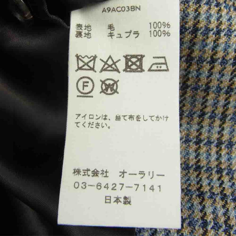 AURALEE オーラリー 19AW A9AC03BN DOUBLE FACE CHECK CHESTERFIELD COAT チェック チェスター  コート マルチカラー系 1【美品】【中古】