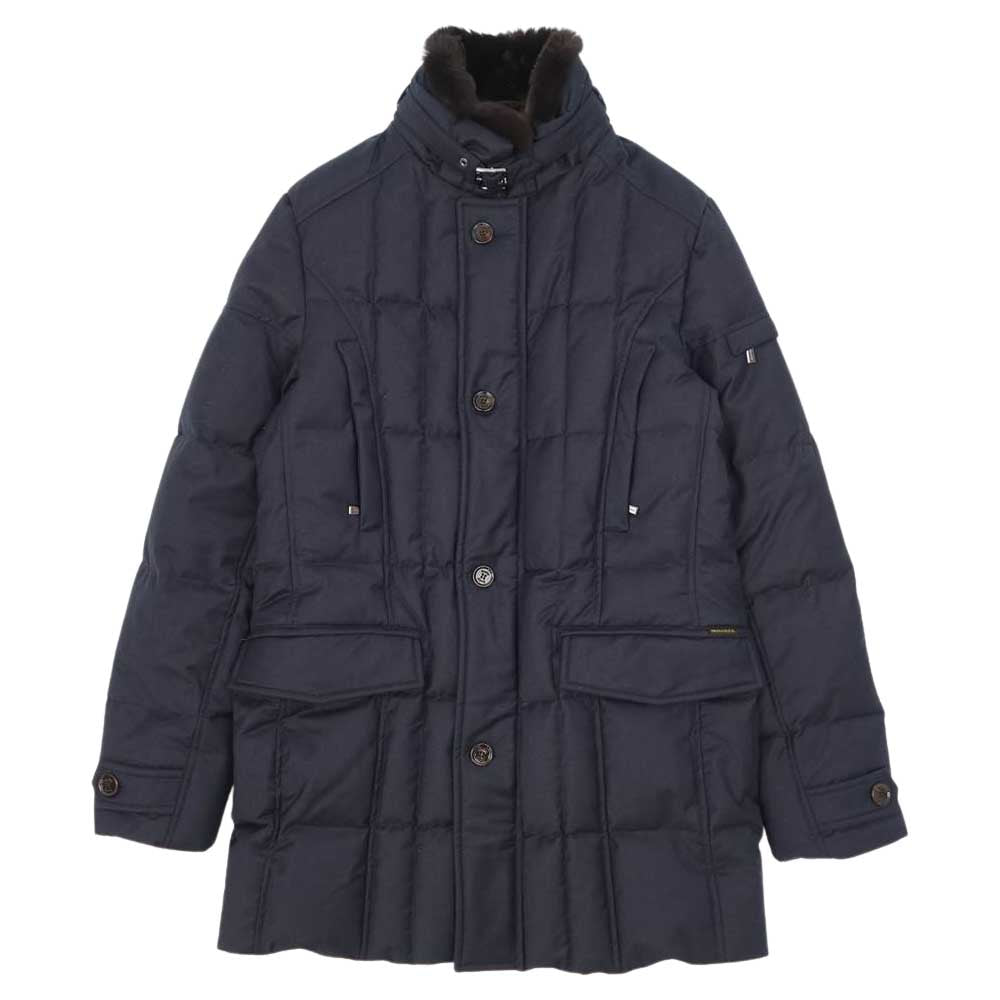 ムーレー VALENTE LL 透湿防水 襟付き カシミヤ混ヴァージンウール ダウン コート ブラック系 48【中古】