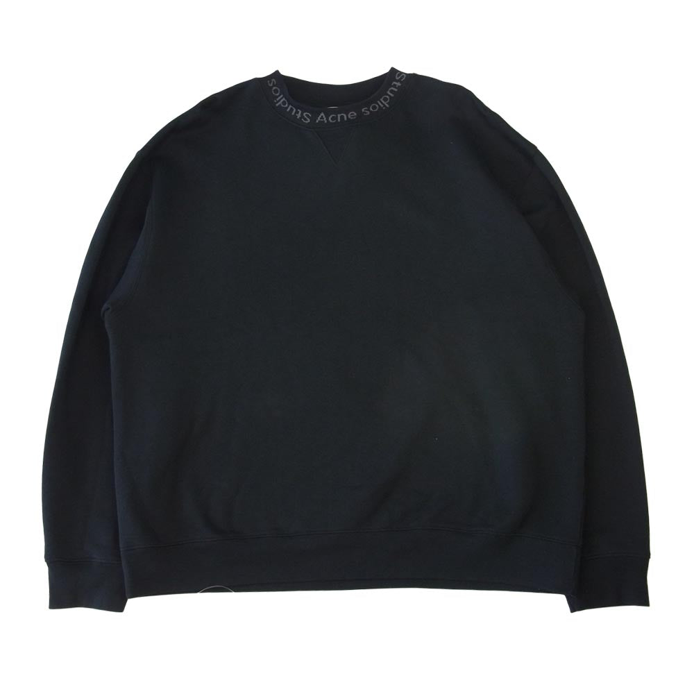 ACNE STUDIOS アクネストゥディオズ FLOGHO SWEAT SHIRTS リブ ロゴ スウェット トレーナー ブラック系 XL【中古】