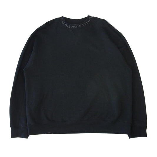 ACNE STUDIOS アクネストゥディオズ FLOGHO SWEAT SHIRTS リブ ロゴ スウェット トレーナー ブラック系 XL【中古】