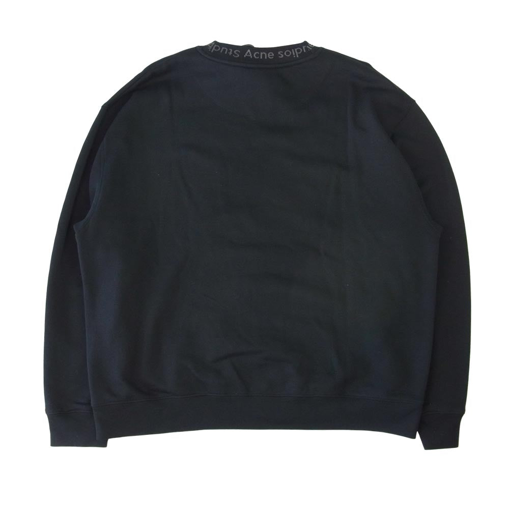 ACNE STUDIOS アクネストゥディオズ FLOGHO SWEAT SHIRTS リブ ロゴ スウェット トレーナー ブラック系 XL【中古】