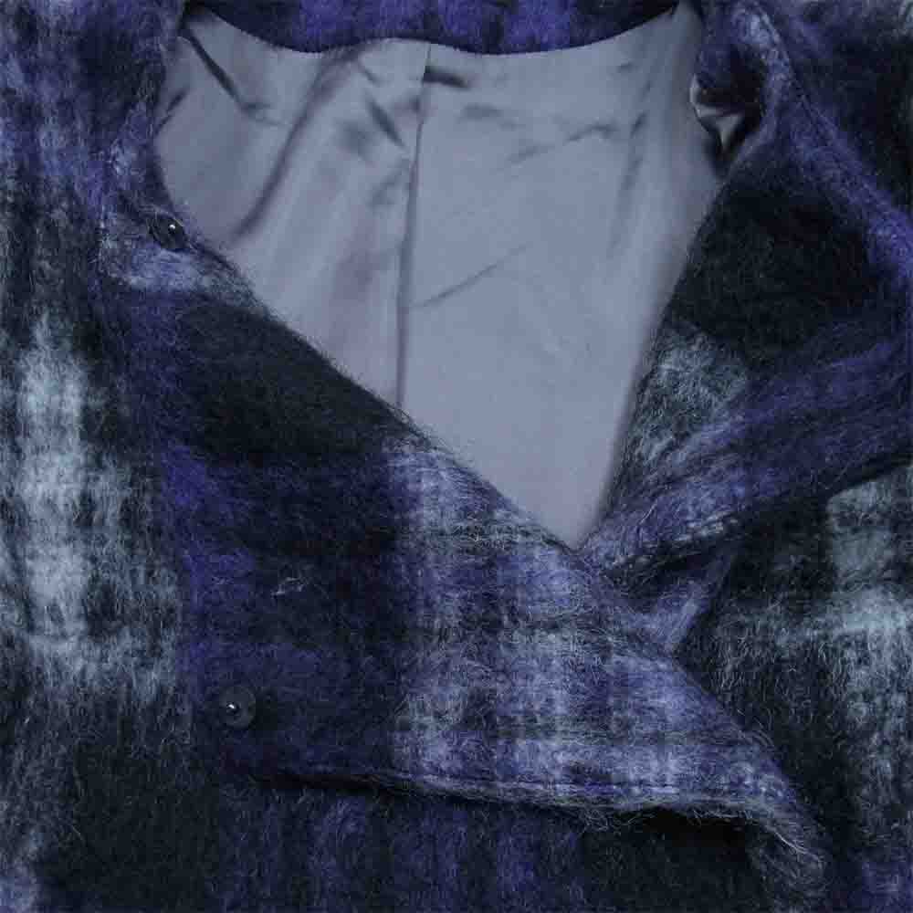VIVIENNE TAM ヴィヴィアンタム モヘヤ混 ノーカラー シャギーコート パープル系 XS【中古】