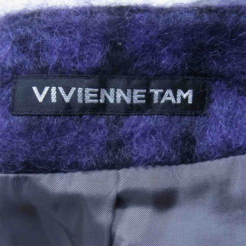 VIVIENNE TAM ヴィヴィアンタム モヘヤ混 ノーカラー シャギーコート パープル系 XS【中古】
