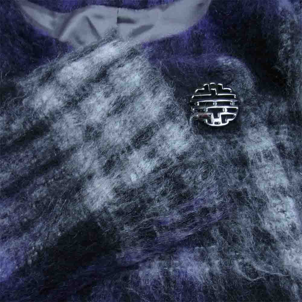 VIVIENNE TAM ヴィヴィアンタム モヘヤ混 ノーカラー シャギーコート パープル系 XS【中古】