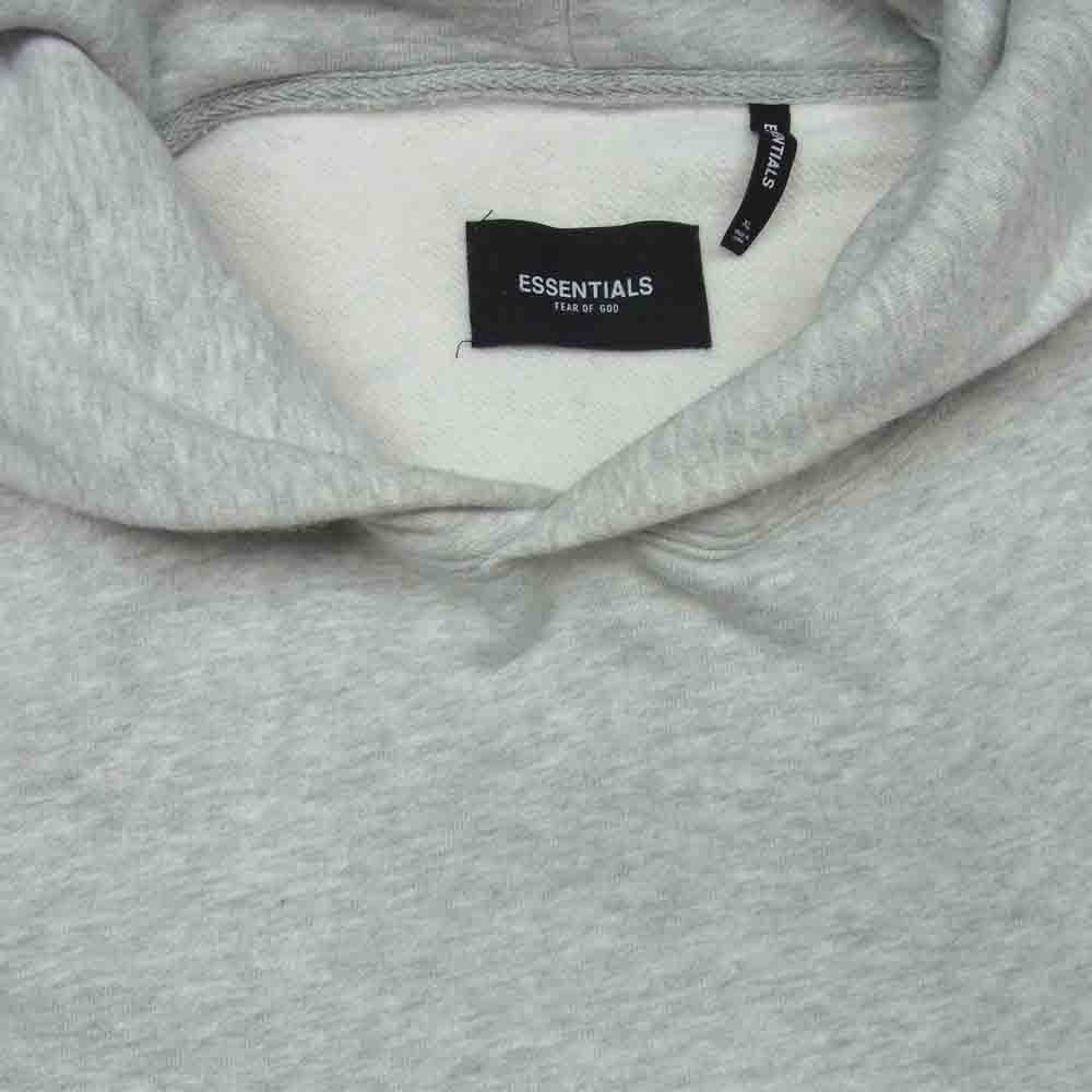 FEAR OF GOD フィアオブゴッド ESSENTILAS エッセンシャルズ ラバーロゴ プルオーバー パーカー グレー系 XL【美品】【中古】