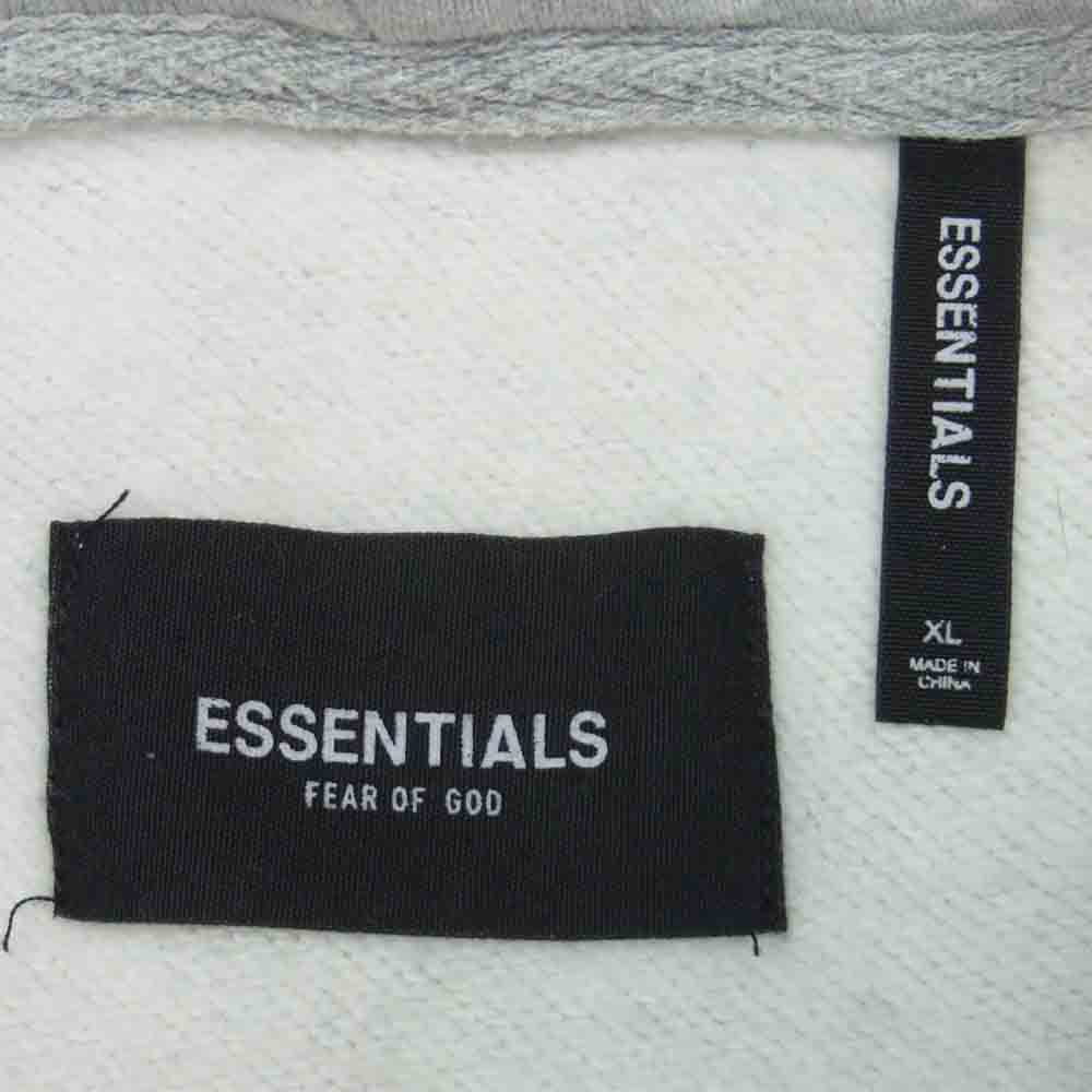 FEAR OF GOD フィアオブゴッド ESSENTILAS エッセンシャルズ ラバーロゴ プルオーバー パーカー グレー系 XL【美品】【中古】