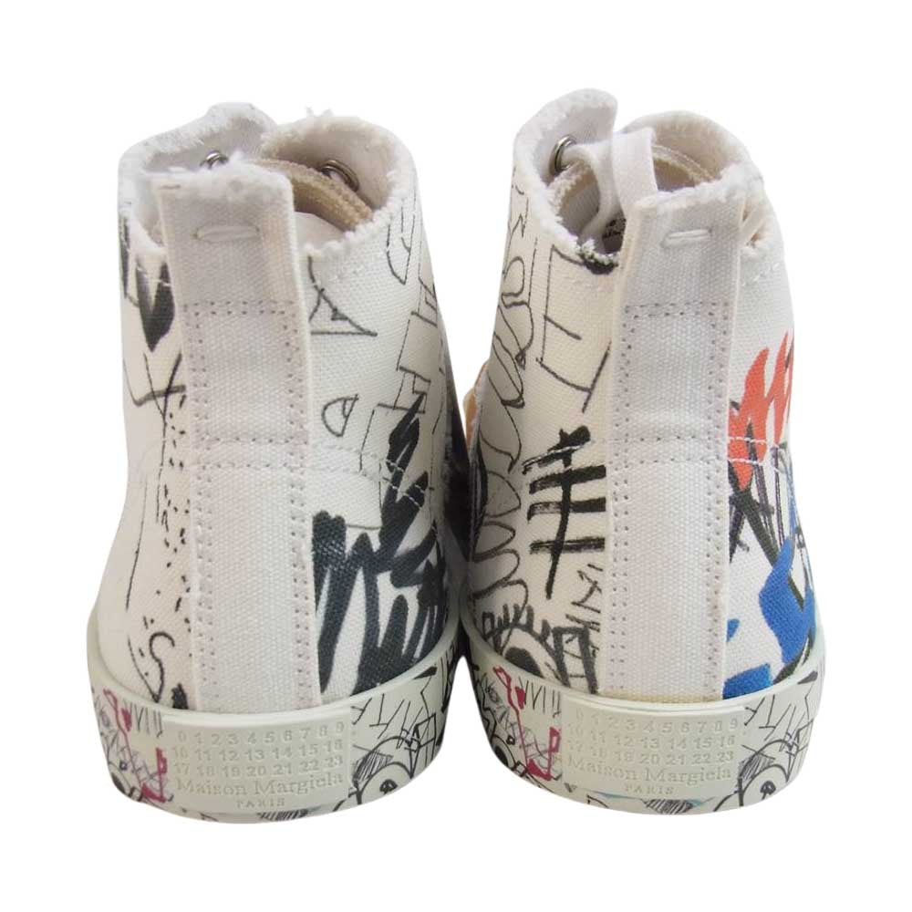 MAISON MARGIELA メゾンマルジェラ 20SS 58WS0127 国内正規品 22ライン キャンバス 切替 ペイント加工 グラフィティ ハイカット スニーカー 39【新古品】【未使用】【中古】