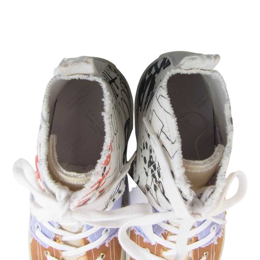 MAISON MARGIELA メゾンマルジェラ 20SS 58WS0127 国内正規品 22ライン キャンバス 切替 ペイント加工 グラフィティ ハイカット スニーカー 39【新古品】【未使用】【中古】