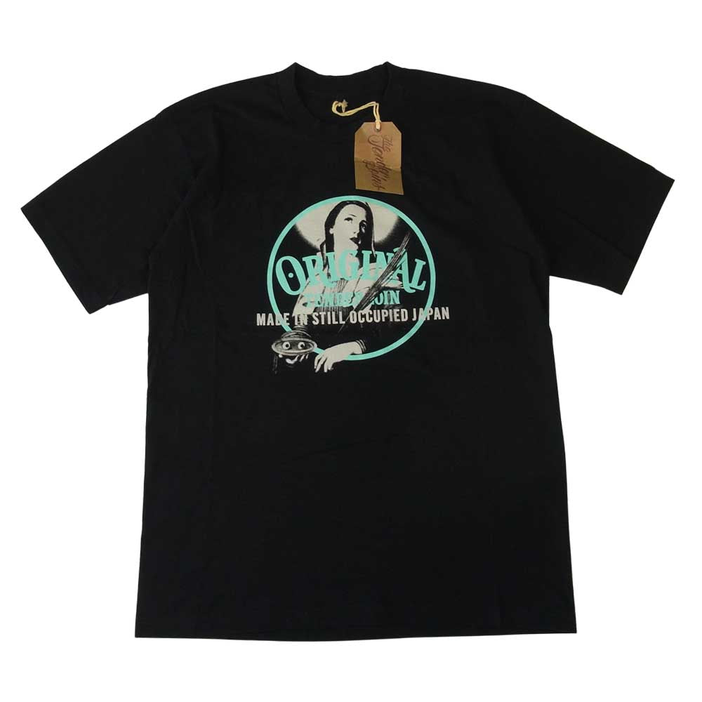 TENDERLOIN テンダーロイン T-TEE GG S/S サークル マリア クルーネック ロゴ プリント 半袖 Tシャツ ブラック系 L【中古】