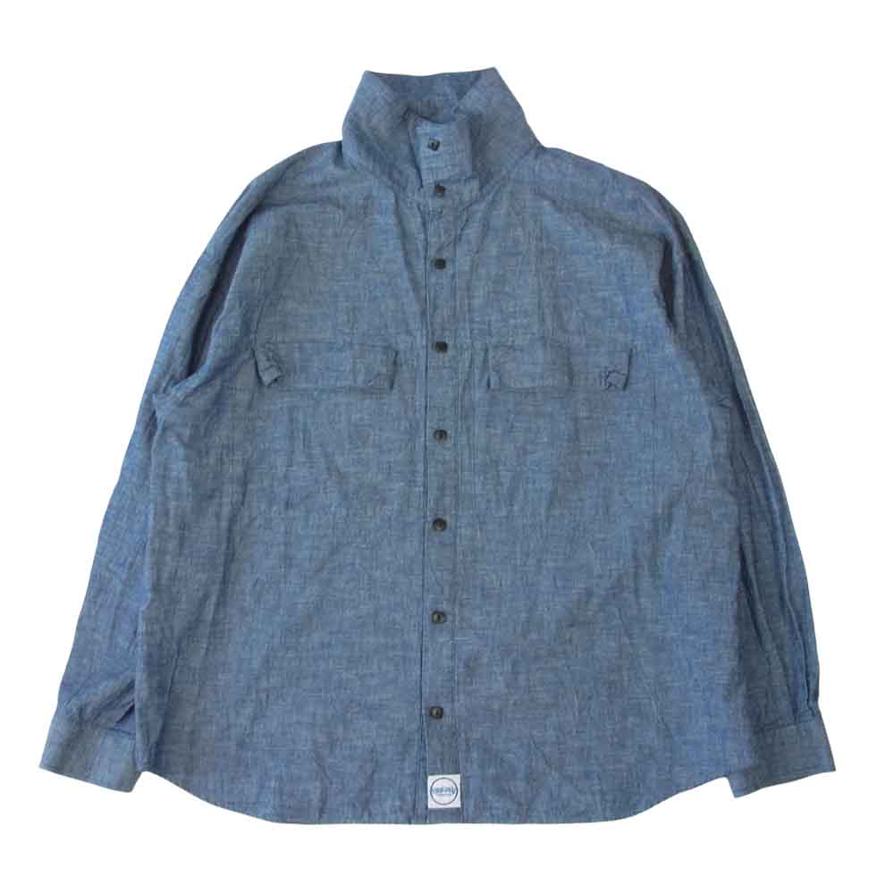 TENDERLOIN テンダーロイン HIGH NECK CHAMBRAY SHT ハイネック シャンブレー シャツ インディゴブルー系 M【中古】