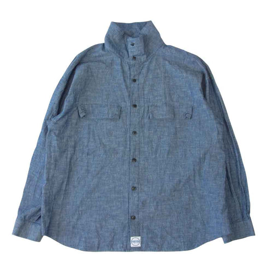 TENDERLOIN テンダーロイン HIGH NECK CHAMBRAY SHT ハイネック シャンブレー シャツ インディゴブルー系 M【中古】