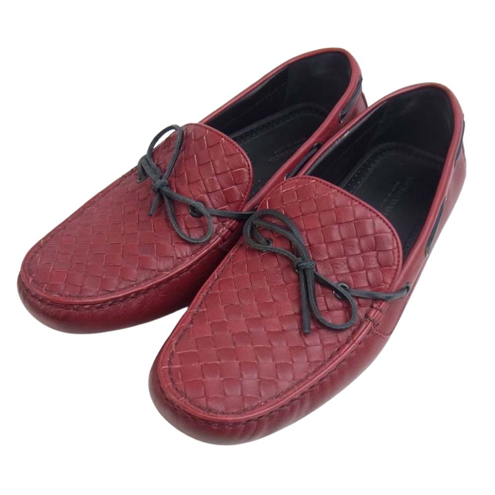 BOTTEGAVENETA ボッテガヴェネタ 244142 イントレチャート ドライビング シューズ カーフレザー レッド系 41【中古】