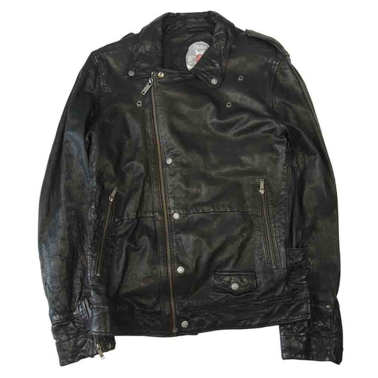 DIESEL ディーゼル RN93243 ラム レザー ダブル ライダース ブラック系 XL【中古】
