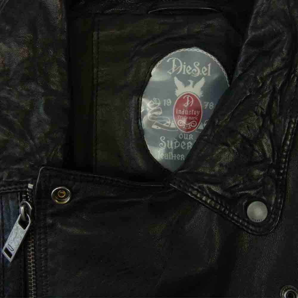 DIESEL ディーゼル RN93243 ラム レザー ダブル ライダース ブラック系 XL【中古】