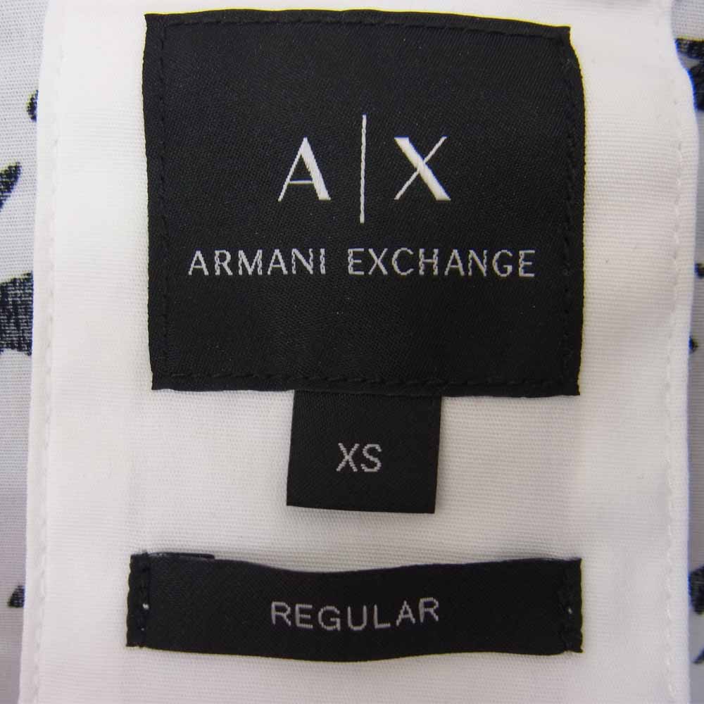 ARMANI EXCHANGE アルマーニエクスチェンジ 国内正規品 総柄 ストレッチ 長袖 シャツ ホワイト系 XS【美品】【中古】
