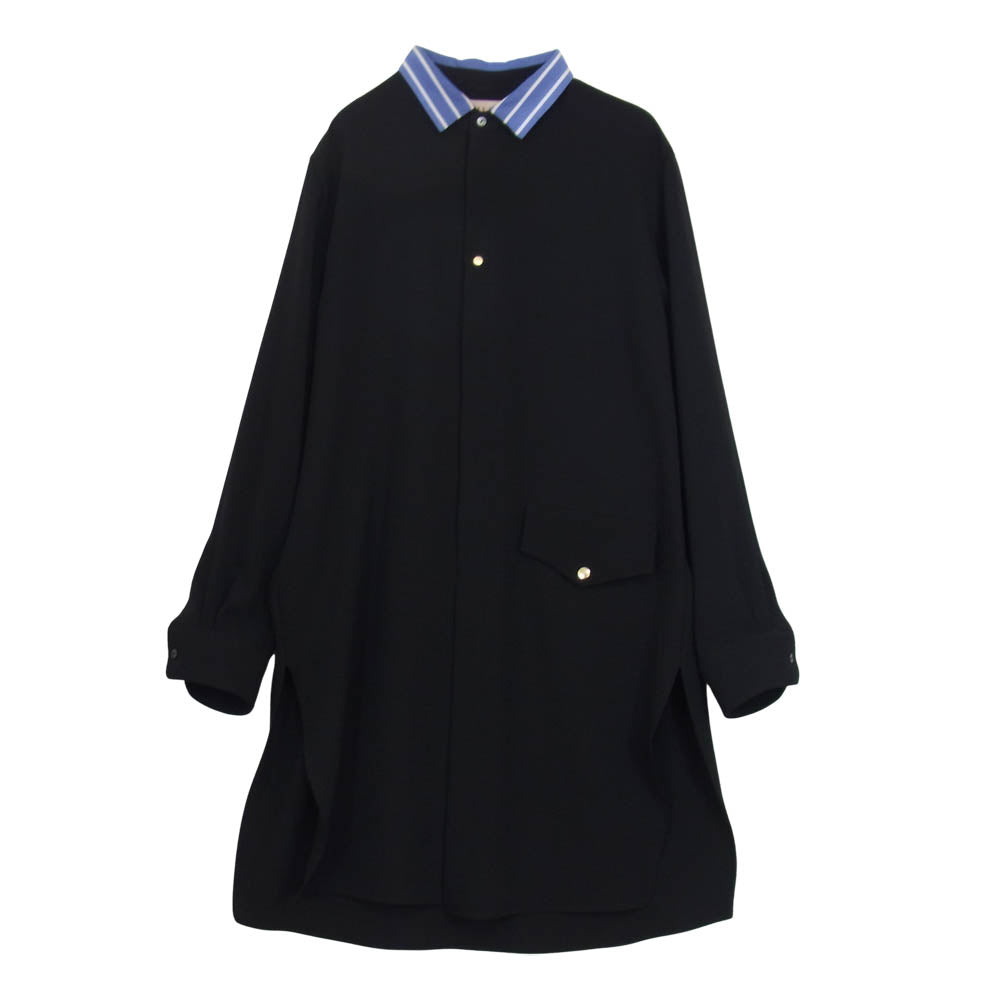 クルニ 20-SS-048 STUDIOUS 別注 クレリック ロング シャツ ブラック系 1【中古】
