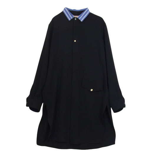 クルニ 20-SS-048 STUDIOUS 別注 クレリック ロング シャツ ブラック系 1【中古】