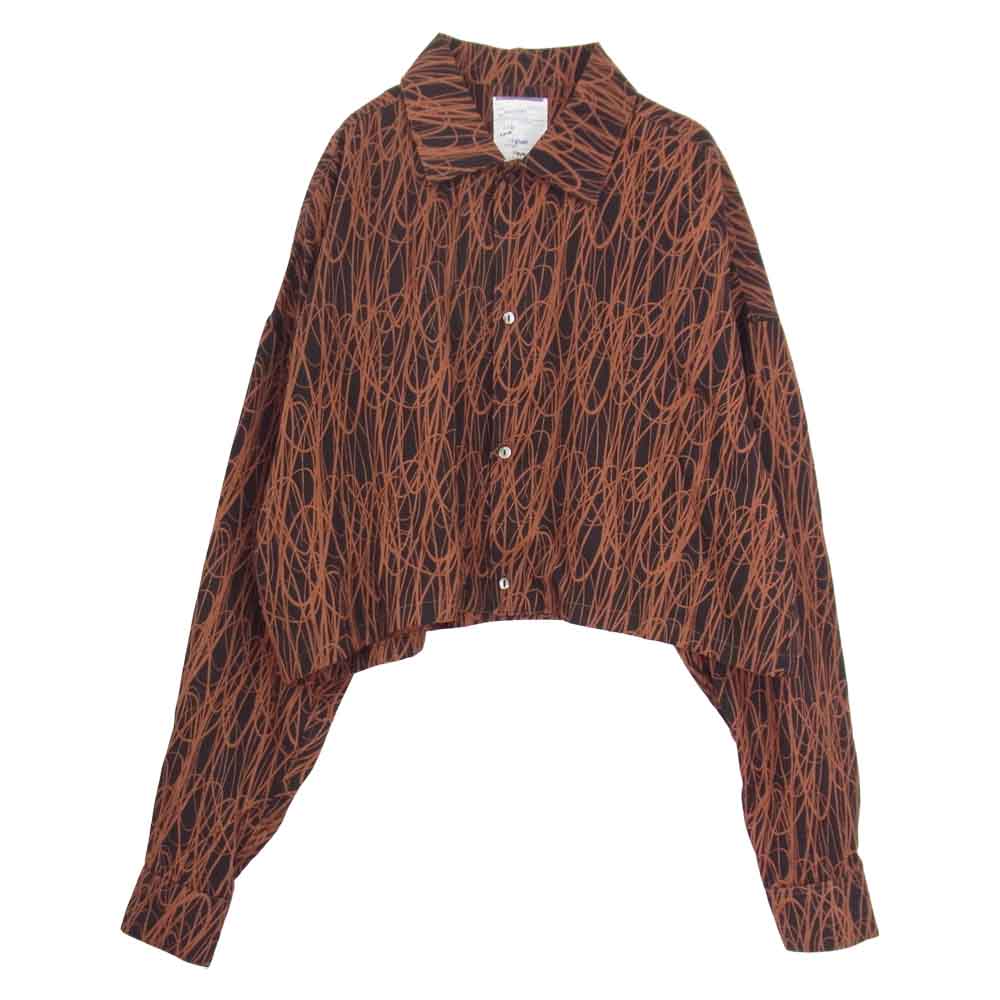 SHAREEF シャリーフ 18533002 ショート丈 総柄 シャツ ジャケット ブラウン系 1【美品】【中古】