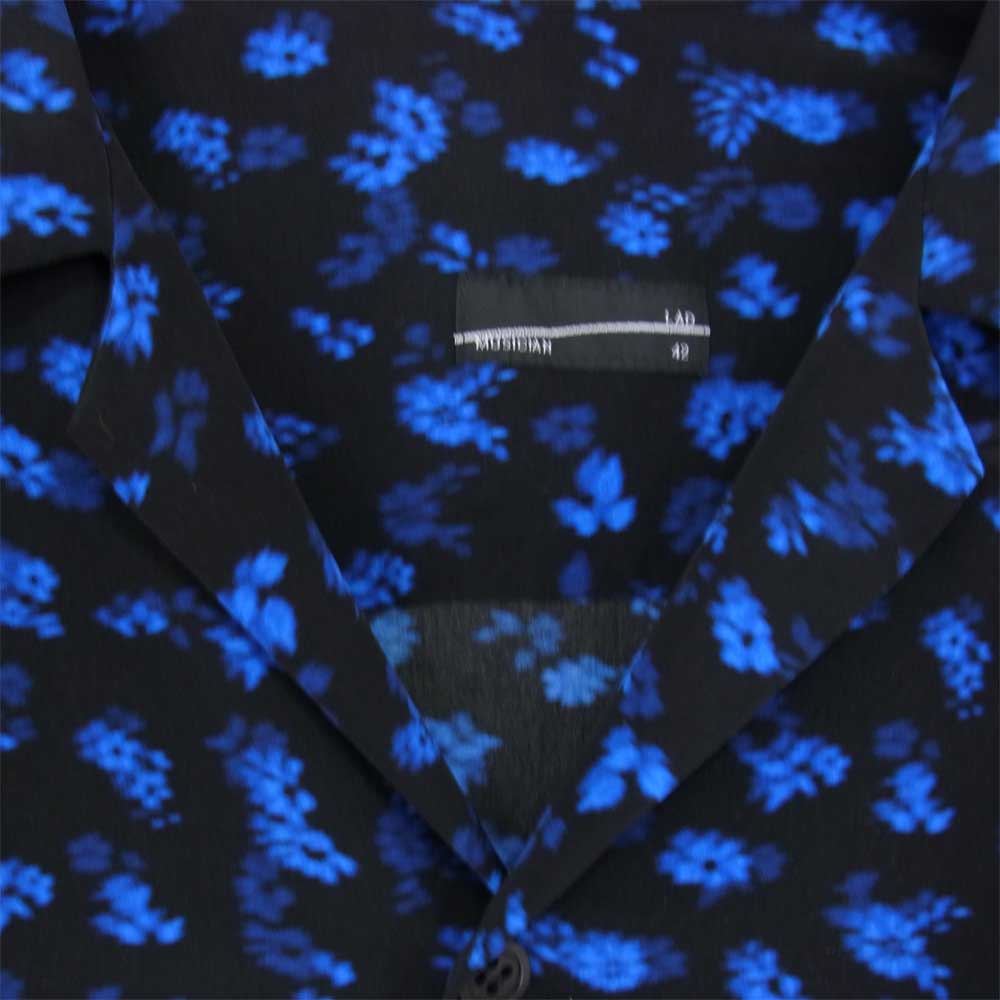 LAD MUSICIAN ラッドミュージシャン 19SS 2319-114 DECHINE BIG S/S SHIRT INKJET HAZED FLOWER 花柄 ビッグ シャツ ブルー系 42【中古】