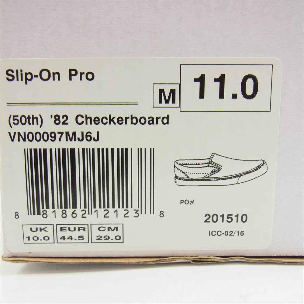 VANS バンズ VN00097MJ6J Slip-On Pro 50th '82 CHECKERBOARD スリッポン プロ 50周年モデル チェッカーボード ブラック系 ホワイト系 US11【美品】【中古】