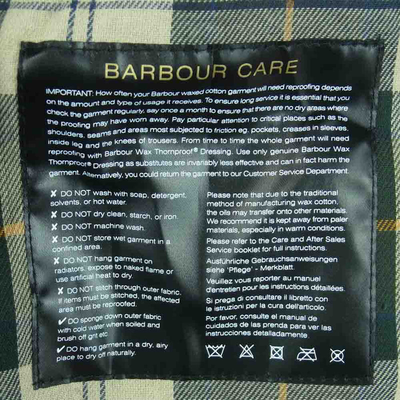 Barbour バブアー 4251639 TRANSPORT WAX トランスポート ワックス オイルド ジャケット ダークグレー系 38【新古品】【未使用】【中古】