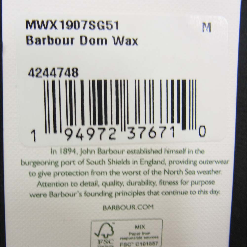 Barbour バブアー DOM WAX ドム ワックス オイルド ジャケット カーキ系 M【新古品】【未使用】【中古】