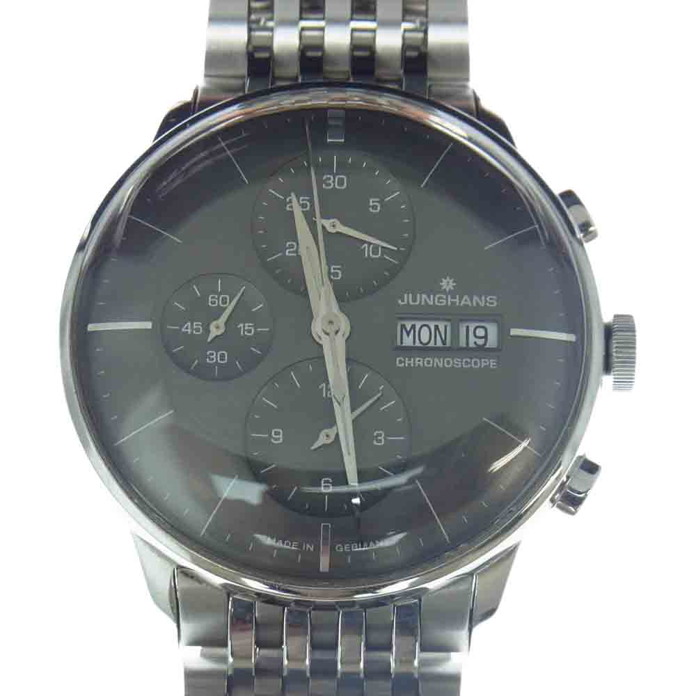 JUNGHANS ユンハンス 027 4324 45 国内正規品 Meister Chronoscope マイスター クロノスコープ 自動巻き クロノグラフ J880.1 裏スケルトン 腕時計 シルバー系【中古】