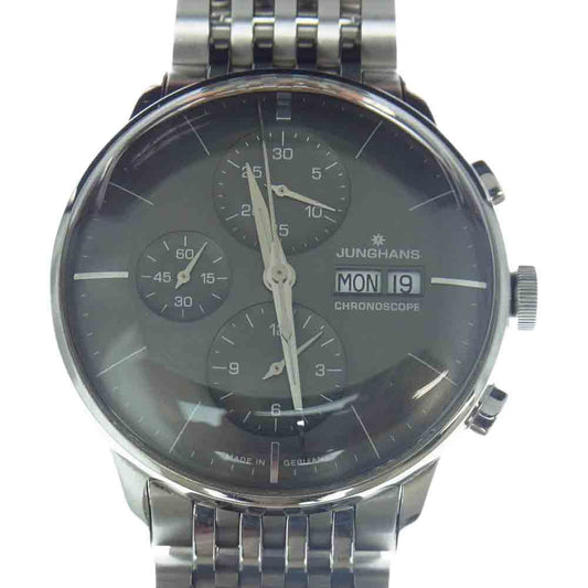 JUNGHANS ユンハンス 027 4324 45 国内正規品 Meister Chronoscope マイスター クロノスコープ 自動巻き クロノグラフ J880.1 裏スケルトン 腕時計 シルバー系【中古】
