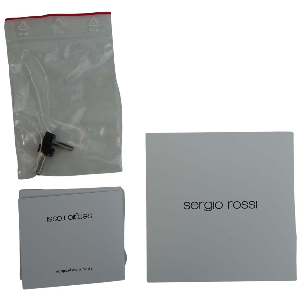 Sergio Rossi セルジオロッシ A78950 アーモンド ピープトゥ エナメル パンプス ブラック系 34.5【中古】