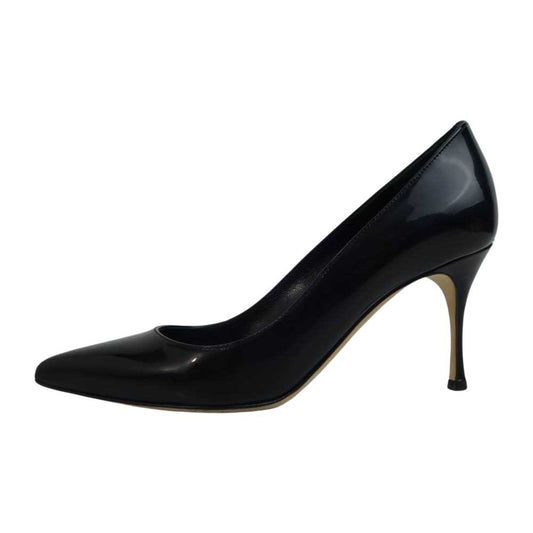 Sergio Rossi セルジオロッシ Godiva ポインテッドトゥ エナメル パンプス ブラック ブラック系 34.5【中古】