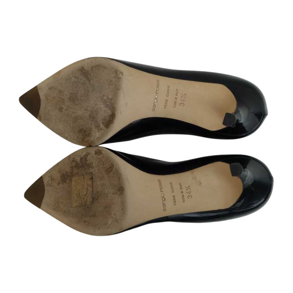 Sergio Rossi セルジオロッシ Godiva ポインテッドトゥ エナメル パンプス ブラック ブラック系 34.5【中古】