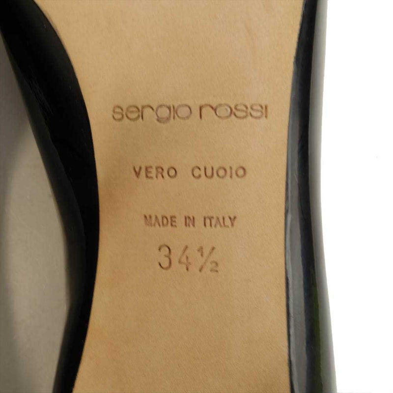 Sergio Rossi セルジオロッシ Godiva ポインテッドトゥ エナメル パンプス ブラック ブラック系 34.5【中古】