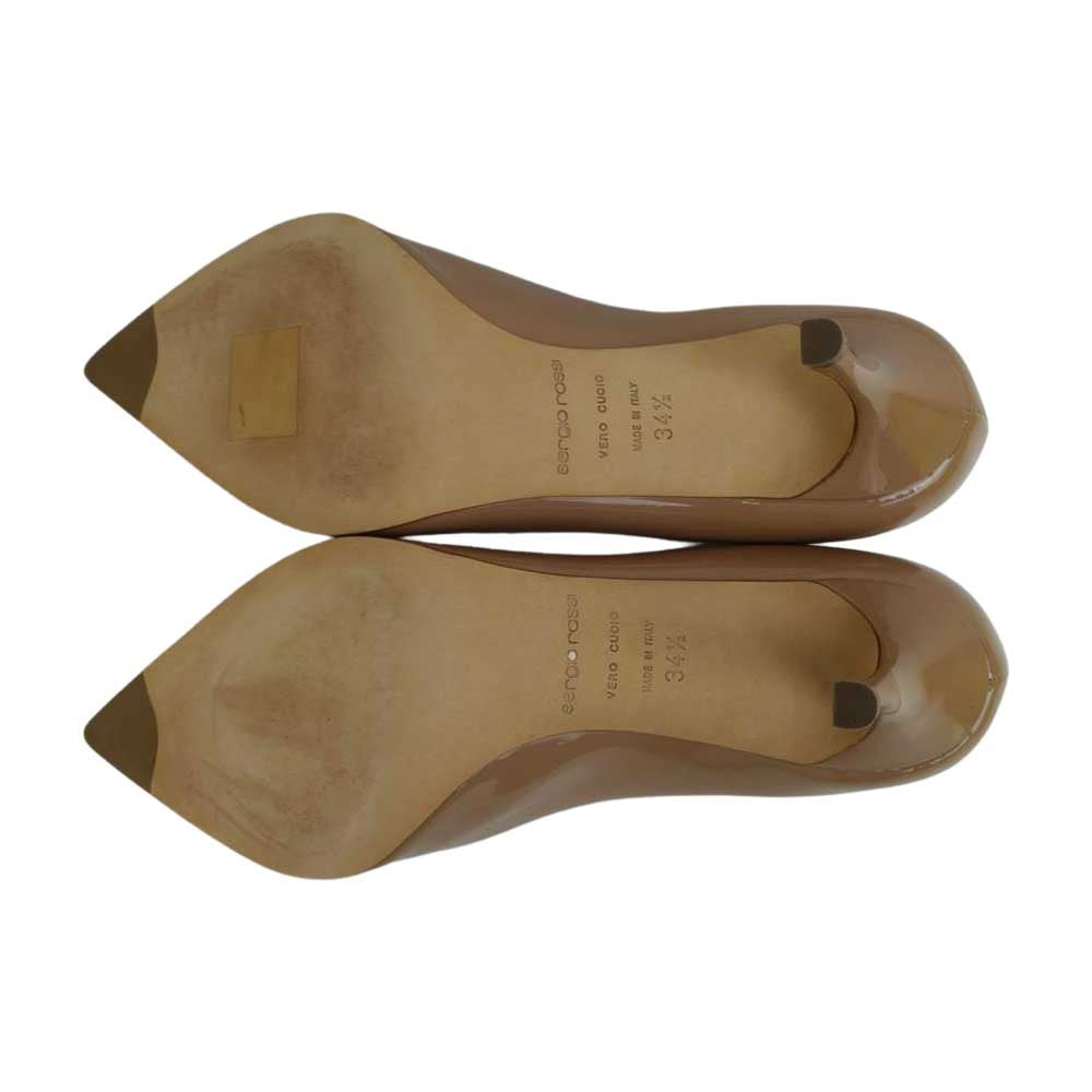 Sergio Rossi セルジオロッシ Godiva ポインテッドトゥ エナメル パンプス ベージュ ベージュ系 34.5【中古】